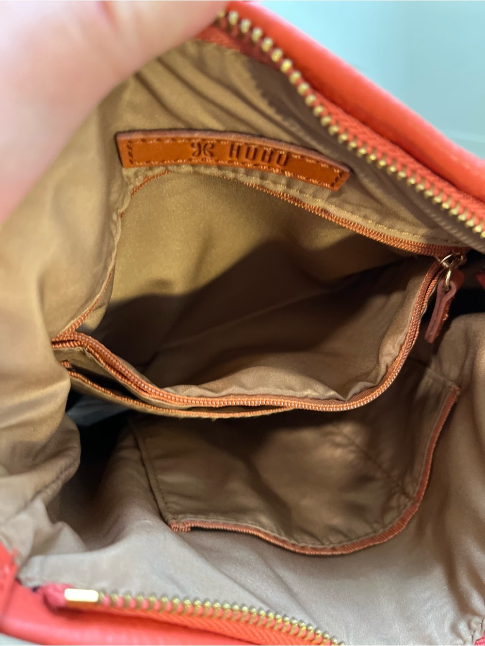 HOBO Coral Orange Pebbled Leather Crossbody Bag NWOT - Picture 8 of 14